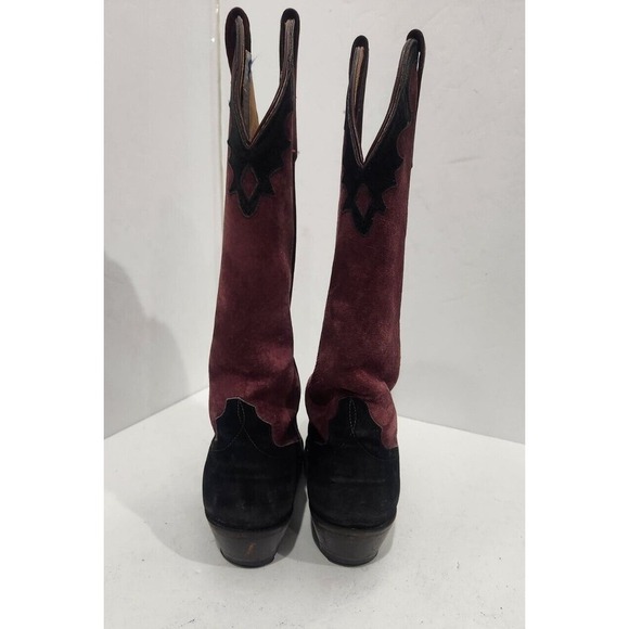 Anderson Bean 4170C Suede Cabernet Black Womens Western Boots Size 4 Made In USA - Picture 4 of 14